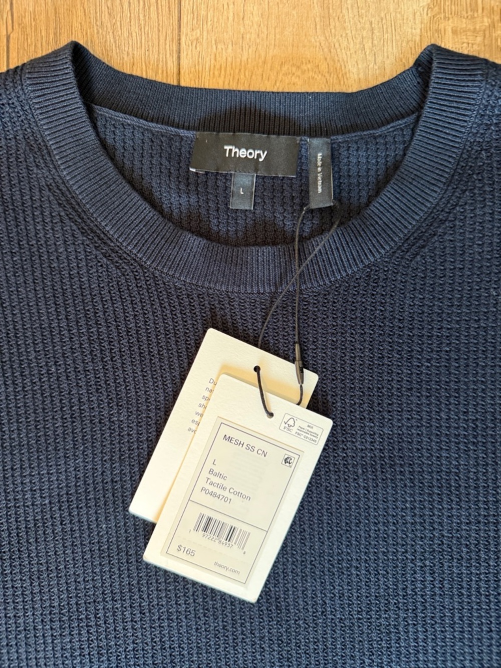Theory Navy Short-Sleeve Textured Crew Tee - Picture 2 of 3
